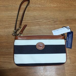 Dooney and Bourke Large Slim Wristlet Blue / White